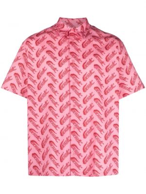 Bavlněná košile s potiskem Lacoste růžová