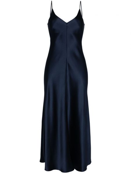 Svilena haljina na naramenice s v-izrezom Voz plava