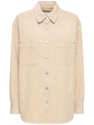 Camisa de pana de lino de algodón Marant Etoile beige