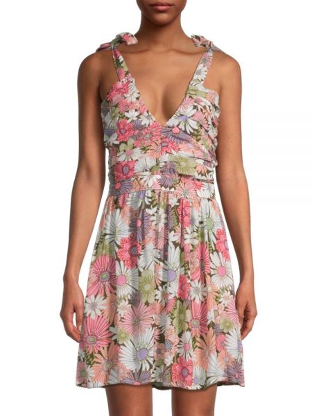 Платье мини в цветочек с принтом Agua Bendita розовое