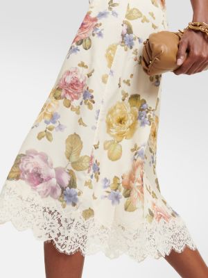 Rochie midi cu model floral din dantelă Zimmermann bej