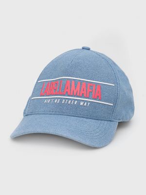 Памучна шапка с апликация Labellamafia синьо