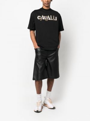 Raštuotas marškinėliai su zebro raštu Roberto Cavalli juoda