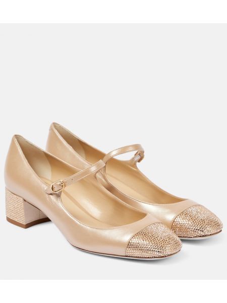 Läder mary jane pumps Rene Caovilla beige