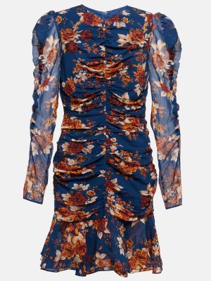 Modré květinové hedvábné šaty Veronica Beard