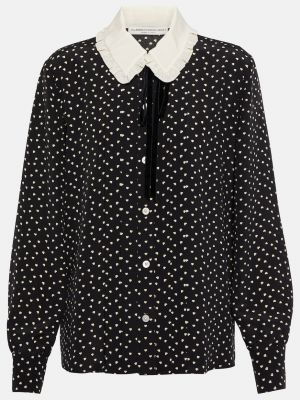 Шелковая блузка в горошек Alessandra Rich черная
