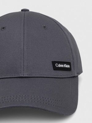 Bombažna kapa Calvin Klein siva