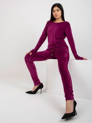 Velurové nohavice Fashionhunters fialová