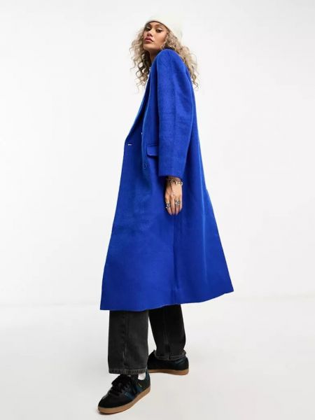 Шерстяное пальто Weekday синее