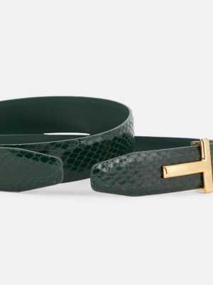 Kožený pásek s hadím vzorem Tom Ford zelený