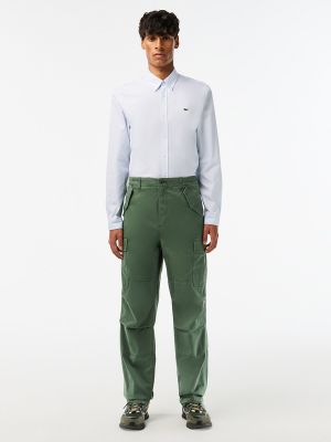 Pantalones cargo de algodón Lacoste verde