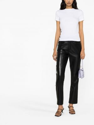 Spitzen schnür t-shirt aus baumwoll Versace Jeans Couture weiß