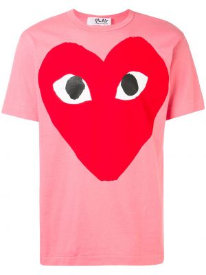 Camiseta con estampado con corazón Comme Des Garçons Play rosa