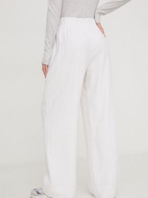 Pantaloni cu talie înaltă Abercrombie & Fitch alb