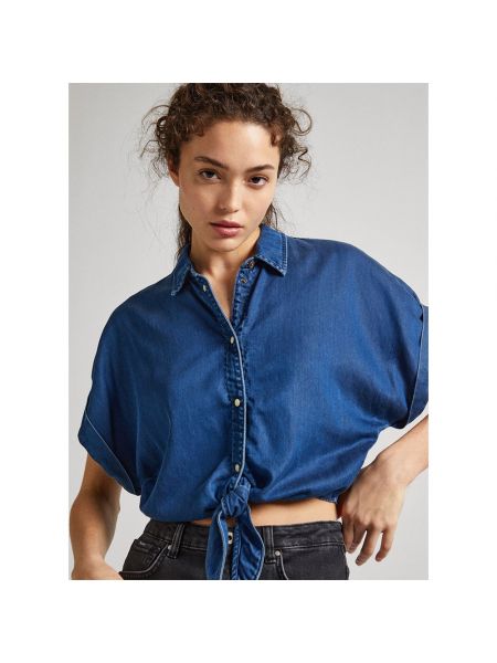 Джинсовая рубашка с коротким рукавом Pepe Jeans синяя