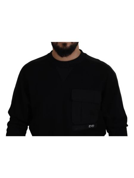 Suéter de algodón de cuello redondo Dolce & Gabbana negro