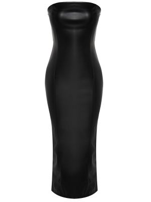 Кожаное вечернее платье из искусственной кожи Trendyol черное