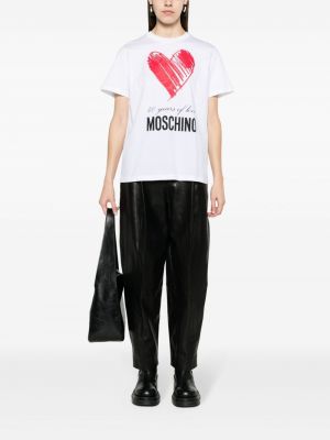 Bavlněné tričko se srdcovým vzorem Moschino