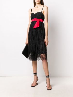 Krajkové šaty s mašlí Dolce & Gabbana Pre-owned černé