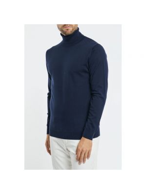 Jersey cuello alto de lana de lana merino de tela jersey Daniele Fiesoli azul