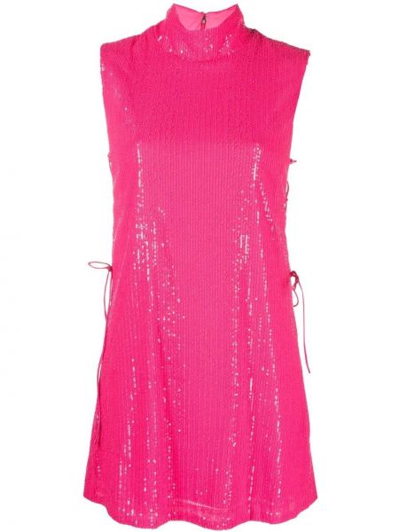 Αμάνικη μini φόρεμα με παγιέτες Rotate ροζ