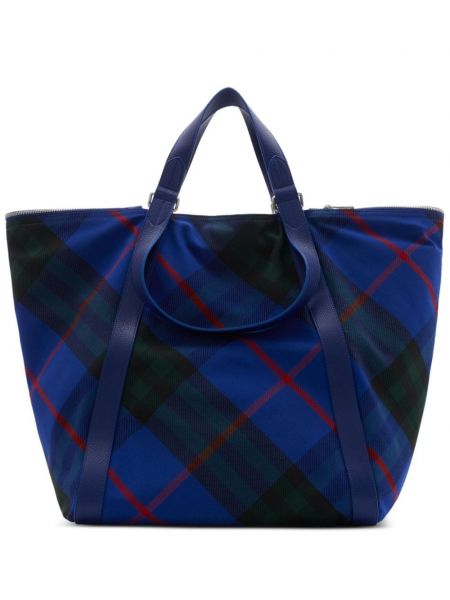 Καρό τσάντα shopper Burberry μπλε