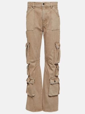 Bavlněné cargo kalhoty s vysokým pasem Dolce&gabbana béžové