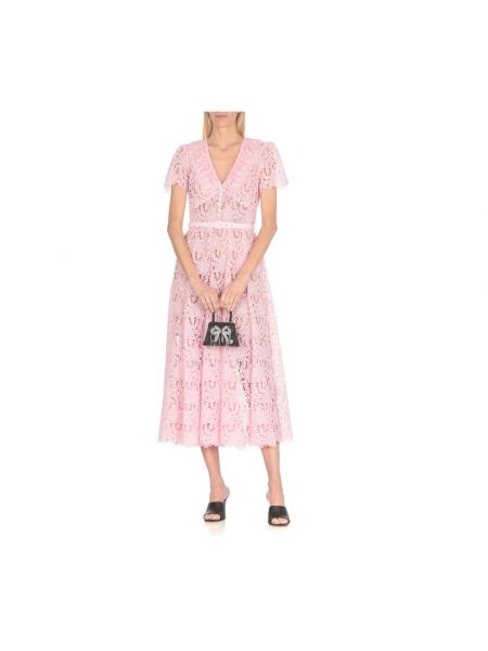 Sukienka midi koronkowa Self-portrait różowa