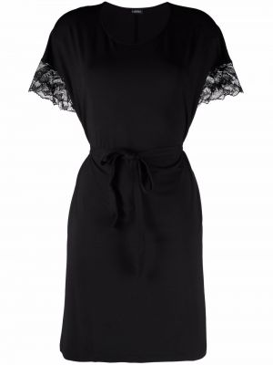 Květinové mini šaty s krátkými rukávy La Perla - černá