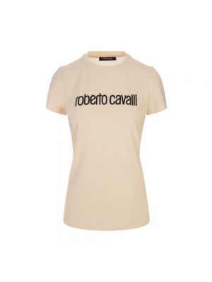 Koszulka bawełniana Roberto Cavalli biała