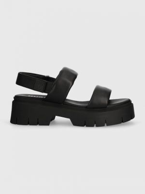 Kožne sandale s platformom Hugo crna