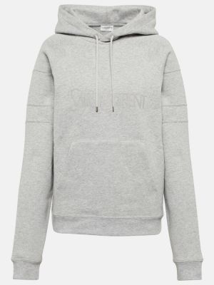 Pamučna hoodie s kapuljačom od jersey Saint Laurent siva
