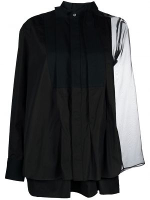 Transparente hemd mit plisseefalten Sacai schwarz