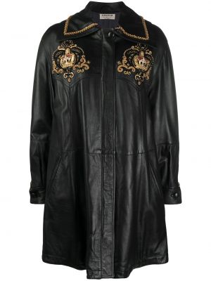 Leder mantel mit stickerei A.n.g.e.l.o. Vintage Cult schwarz