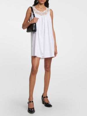 Βαμβακερή φόρεμα με κέντημα Prada λευκό