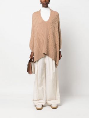 Poncho en tricot Ralph Lauren Collection marron
