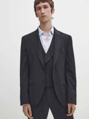 Шерстяной костюмный жилет Massimo Dutti серый