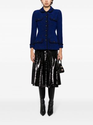 Veste en tweed Chanel Pre-owned bleu