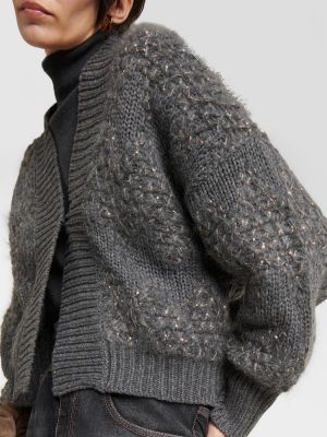 Cárdigan de lana de seda de cachemir Brunello Cucinelli gris