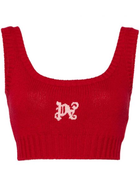 Neulottu crop top Palm Angels punainen