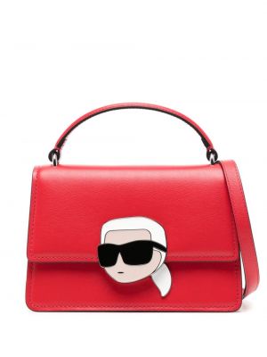 Shopper en cuir à imprimé Karl Lagerfeld rouge