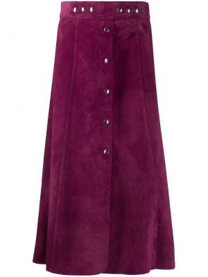 Falda midi de cintura alta con botones Prada rosa