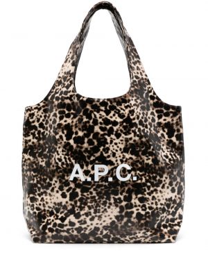 Nákupná taška s potlačou s leopardím vzorom A.p.c. hnedá