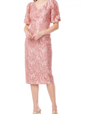 Розовое коктейльное платье с пышными рукавами Js Collections