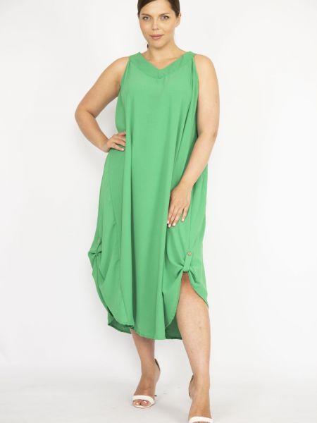Dlouhé šaty bez rukávov şans zelená