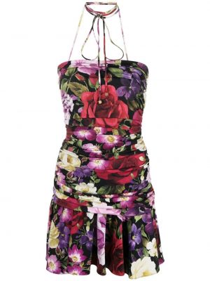 Oprijeta mini obleka s cvetličnim vzorcem s potiskom Blumarine