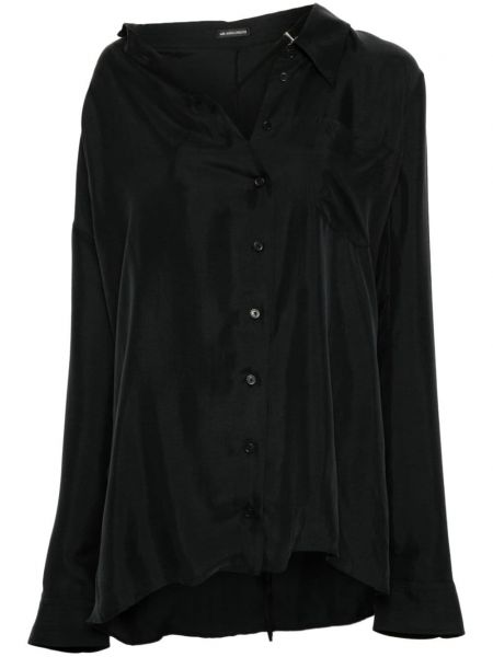 Ασύμμετρο μεταξωτό μακρύ πουκάμισο Ann Demeulemeester μαύρο