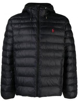 Prešívaná bunda na zips s kapucňou Polo Ralph Lauren čierna