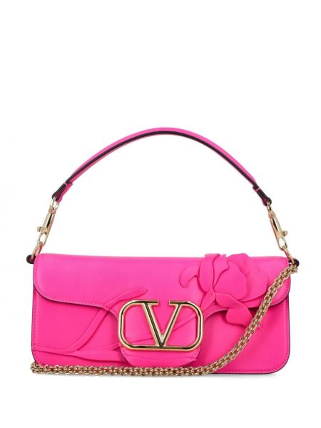 Φλοράλ τσάντα ώμου Valentino Garavani ροζ
