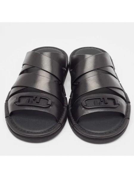 Sandalias de cuero retro Fendi Vintage negro